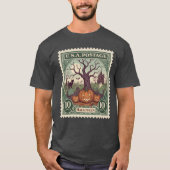 Vintag Postage Briefmarke Halloween T-Shirt (Vorderseite)