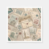Vintag Postage Briefmarke Napkins Serviette (Vorderseite)