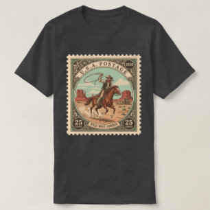 Vintag Postage Briefmarke Wild West Cowboy T-Shirt