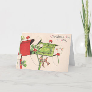 Vintag - Postfächer mit Weihnachtskarten, Feiertagskarte