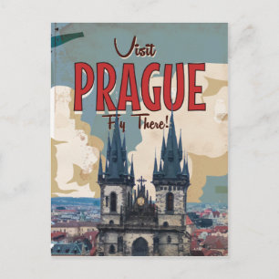 Vintag Prag, Tschechische Republik Reiseplakat Postkarte