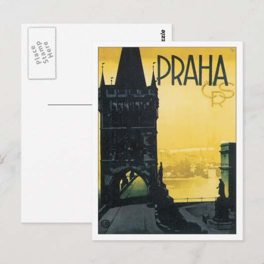 Vintag Praha Postkarte (Vorne/Hinten)