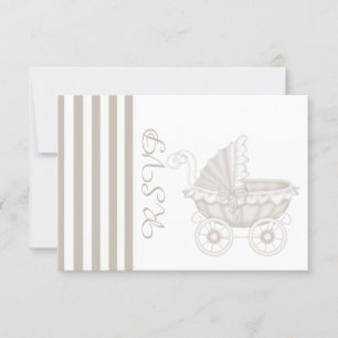 VINTAG PRAM BABY SHOWER SEPIA/WEISSE UAWG RSVP KARTE