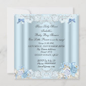 Vintag Prince Baby Shower Boy Blue Bear Einladung (Rückseite)