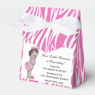 Vintag Princess Baby Birthday Pink Zebra Muster Geschenkschachtel