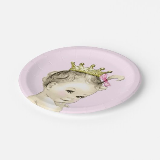 Vintag Princess Baby Dusche Pappteller (Schrägansicht)