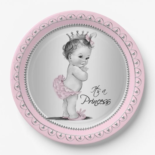 Vintag Princess Baby Dusche Pappteller (Vorderseite)