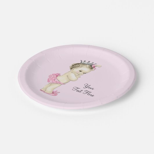 Vintag Princess Baby Dusche Pappteller (Schrägansicht)