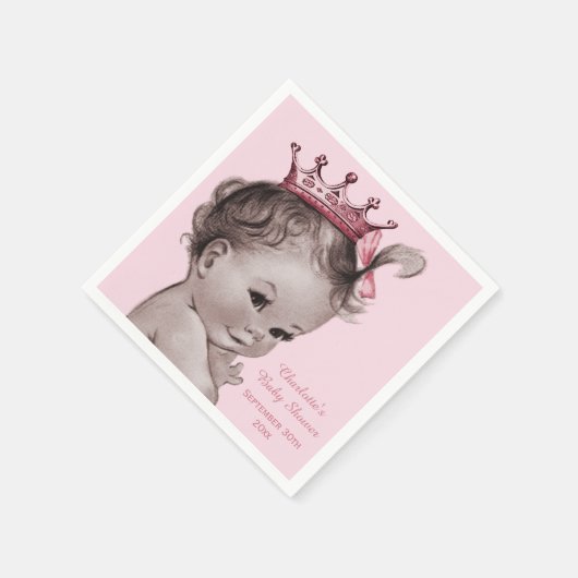Vintag Princess Baby Dusche Personalisiert Serviette (Ecke)