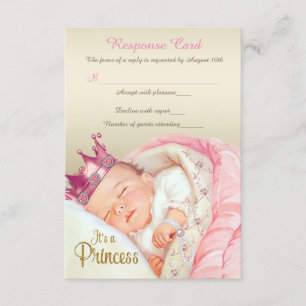 Vintag Princess Baby Girl Dusche UAWG RSVP Karte