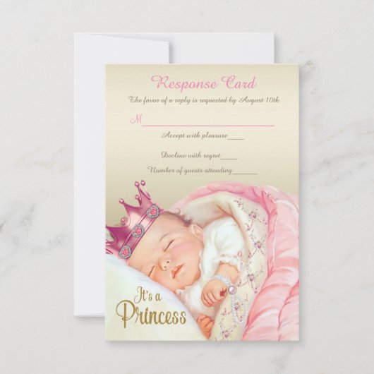 Vintag Princess Baby Girl Dusche UAWG RSVP Karte