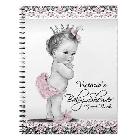 Vintag Princess Baby Showbook Notizblock (Vorderseite)
