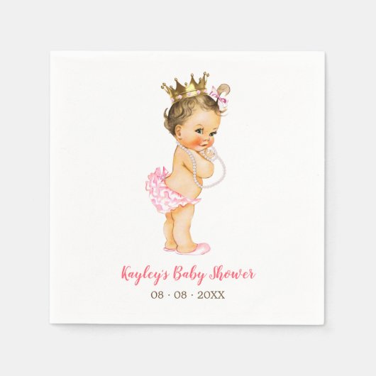 Vintag Princess Baby Shower Napkin (Perlen) Serviette (Vorderseite)