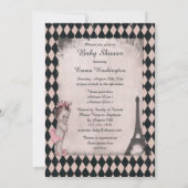 Vintag Princess Eiffel Tower Rose Babydusche Einladung (Rückseite)