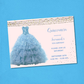 Vintag Princess Going String Lights Quinceanera Einladung