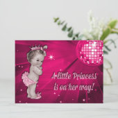 Vintag Princess Pink Disco Ball Babydusche Einladung (Stehend Vorderseite)