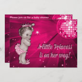 Vintag Princess Pink Disco Ball Babydusche Einladung (Vorne/Hinten)