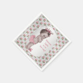 Vintag Princess Pink Roses Silver Baby Dusche Serviette (Ecke)