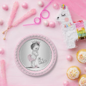 Vintag Princess Pink Silver Girl Babydusche Pappteller (Party)