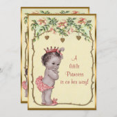 Vintag Princess Rose & Hearts Babydusche Einladung (Vorne/Hinten)