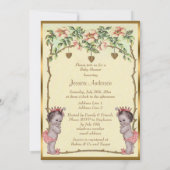 Vintag Princess Twins Rose & Hearts Babydusche Einladung (Rückseite)