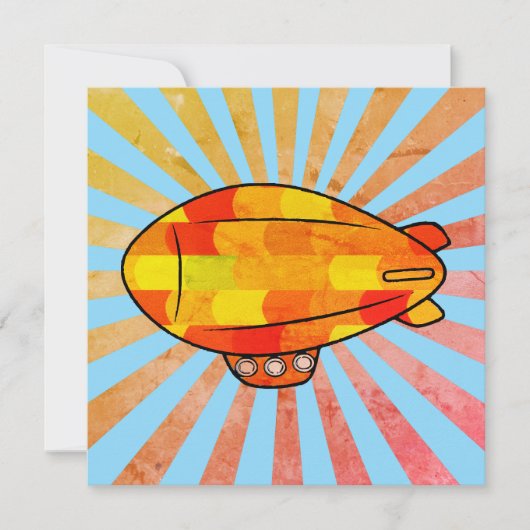 Vintag Print Blimp Ballon Sunny Sky Einladung (Vorderseite)
