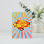 Vintag Print Blimp Ballon Sunny Sky Postkarte (Stehend Vorderseite)
