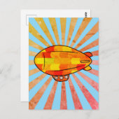Vintag Print Blimp Ballon Sunny Sky Postkarte (Vorne/Hinten)