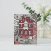 Vintag Print Boston Postkarte (Stehend Vorderseite)