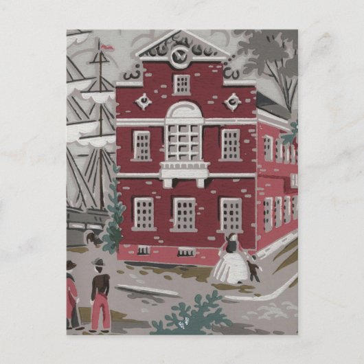 Vintag Print Boston Postkarte (Vorderseite)