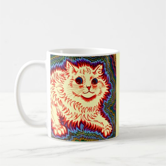 Vintag Psychedelic Cat von Louis Wain Kaffeetasse (Links)