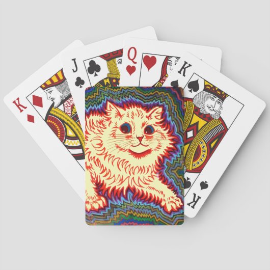 Vintag Psychedelic Cat von Louis Wain Spielkarten (Rückseite)