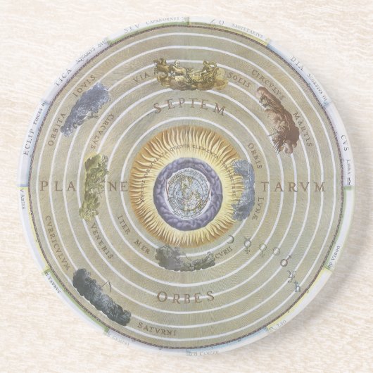 Vintag Ptolemaic Planisphere von Andreas Cellarius Sandstein Untersetzer (Vorne)