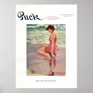 Vintag Puck Magazine Cover Poster, Beach Poster