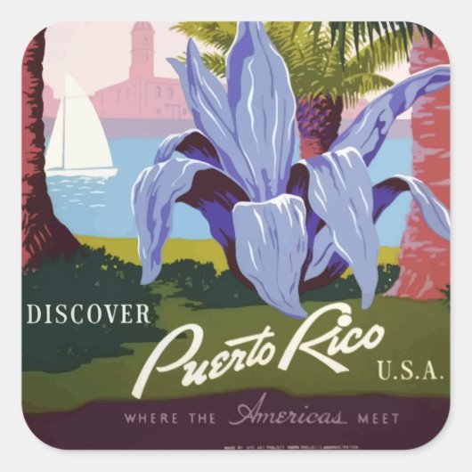 Vintag Puerto Rico Aufkleber (Vorderseite)