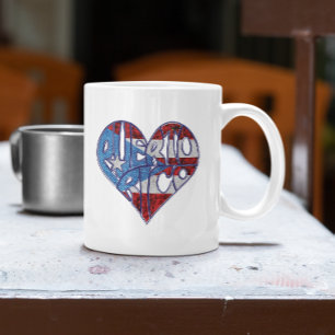 Vintag Puerto Rico Flag Boricua Herz Kaffeetasse