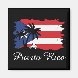Vintag Puerto Rico Flag Coqui Boricua Magnet