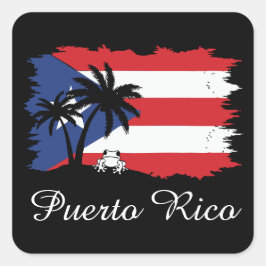 Vintag Puerto Rico Flag Coqui Boricua Quadratischer Aufkleber