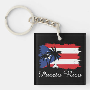 Vintag Puerto Rico Flag Coqui Boricua Schlüsselanhänger