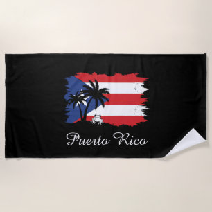 Vintag Puerto Rico Flag Coqui Boricua Strandtuch