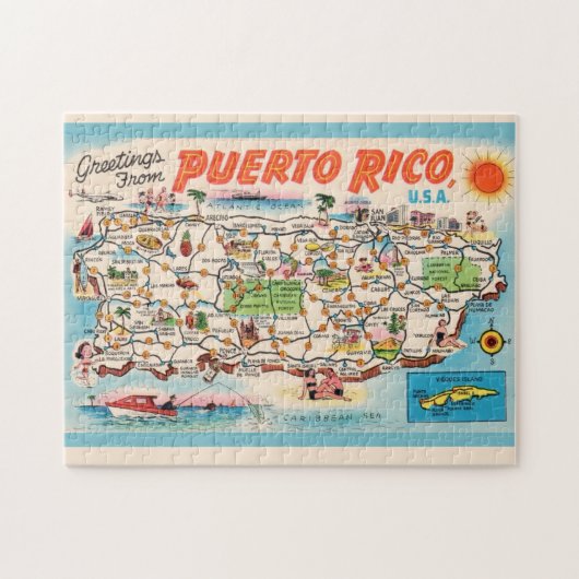 Vintag Puerto rico Karte Puzzle (Horizontal)