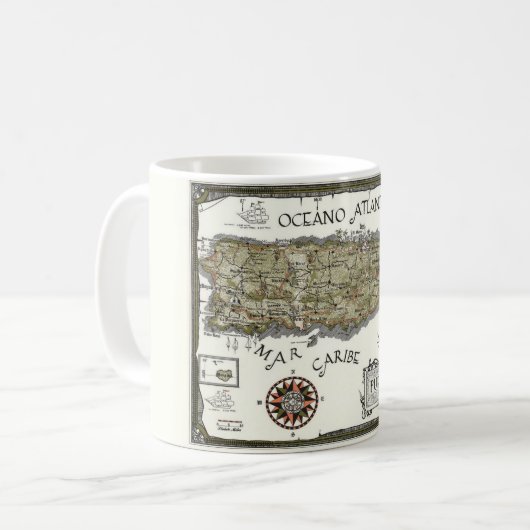 Vintag Puerto Rico Postcard Karte Kaffeetasse (Vorderseite Links)