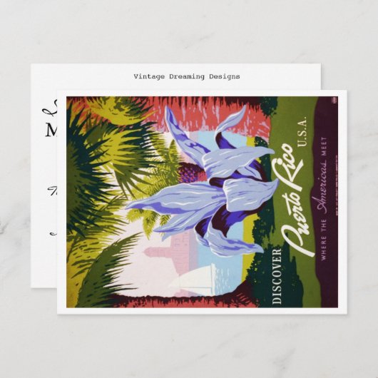 Vintag Puerto Rico Tropical Ankündigung (Vorne/Hinten)