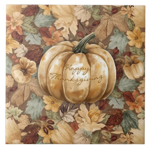 Vintag, Pumpkin mit Erntedank Pattern Throw Pi Fliese