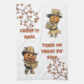 Vintag Pumpkin Pals Halloween Geschirrtuch (Vertikal)