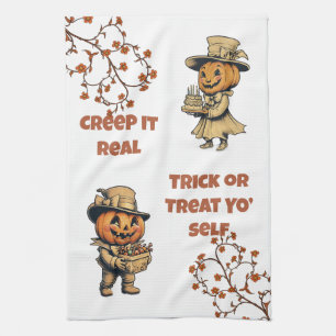 Vintag Pumpkin Pals Halloween Geschirrtuch
