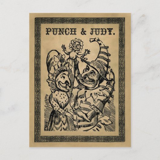 Vintag Punch und Judy Postkarte (Vorderseite)