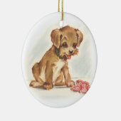 Vintag Puppy bewundert neue Babyschuhe Keramikornament (Rechts)