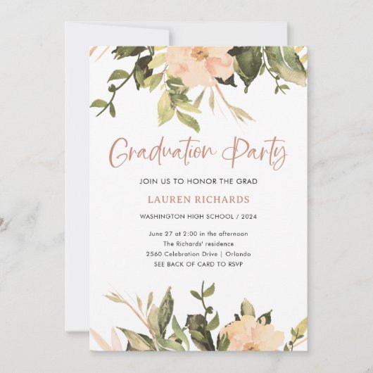 Vintag | QR Code Graduation Party Einladung (Vorderseite)