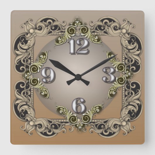 Vintag Quadratische Wanduhr (Vorderseite)
